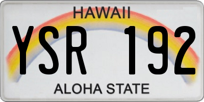 HI license plate YSR192