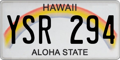 HI license plate YSR294