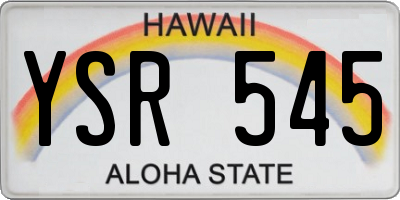 HI license plate YSR545