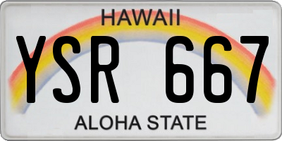 HI license plate YSR667