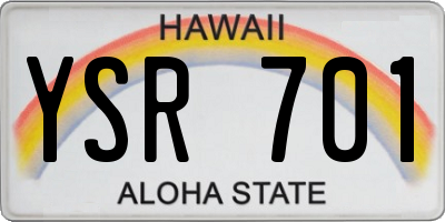 HI license plate YSR701