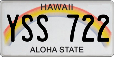 HI license plate YSS722