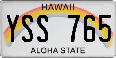 HI license plate YSS765