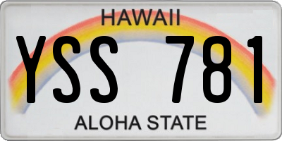 HI license plate YSS781