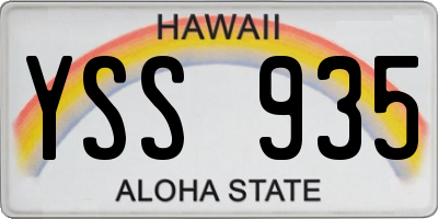 HI license plate YSS935