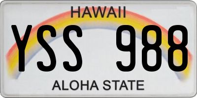 HI license plate YSS988