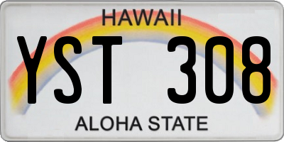 HI license plate YST308