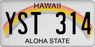 HI license plate YST314