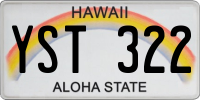HI license plate YST322