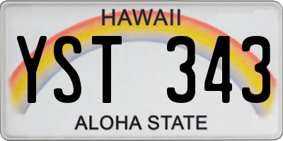 HI license plate YST343