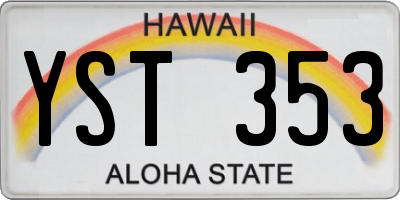 HI license plate YST353