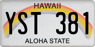 HI license plate YST381