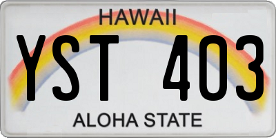 HI license plate YST403