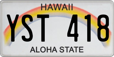 HI license plate YST418