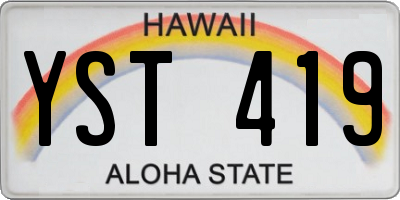 HI license plate YST419