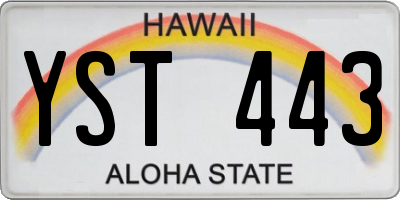 HI license plate YST443