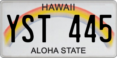 HI license plate YST445