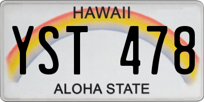 HI license plate YST478