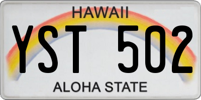 HI license plate YST502