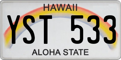 HI license plate YST533