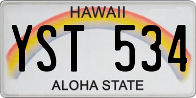 HI license plate YST534