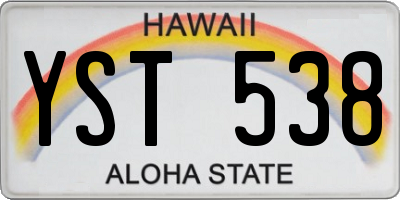 HI license plate YST538