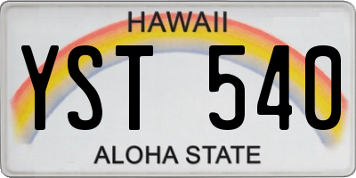 HI license plate YST540
