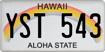 HI license plate YST543