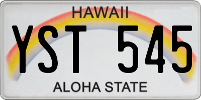 HI license plate YST545