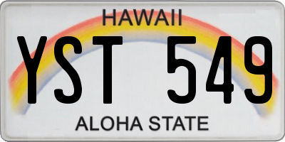 HI license plate YST549