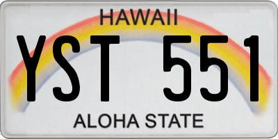HI license plate YST551