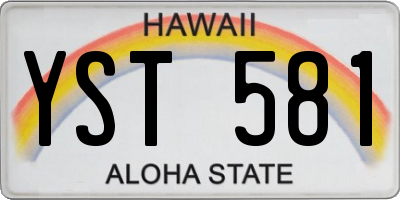 HI license plate YST581