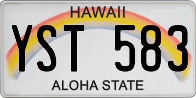 HI license plate YST583
