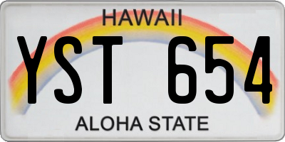 HI license plate YST654