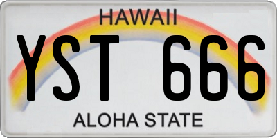 HI license plate YST666