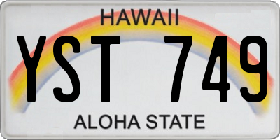 HI license plate YST749