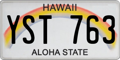 HI license plate YST763