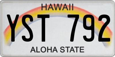 HI license plate YST792