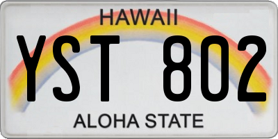 HI license plate YST802