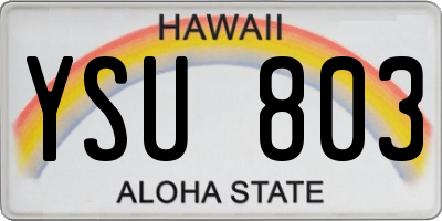 HI license plate YSU803