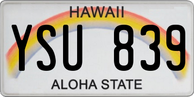 HI license plate YSU839