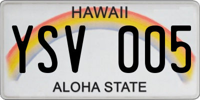 HI license plate YSV005