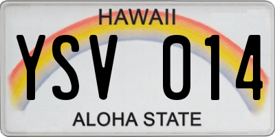 HI license plate YSV014