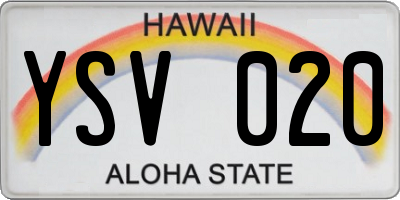 HI license plate YSV020