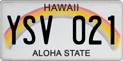 HI license plate YSV021