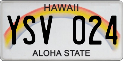 HI license plate YSV024