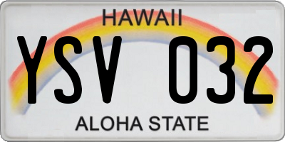 HI license plate YSV032