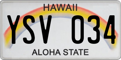 HI license plate YSV034