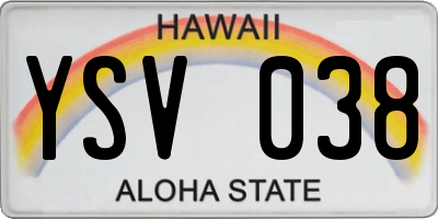HI license plate YSV038