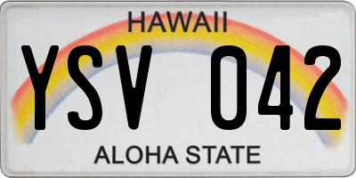 HI license plate YSV042